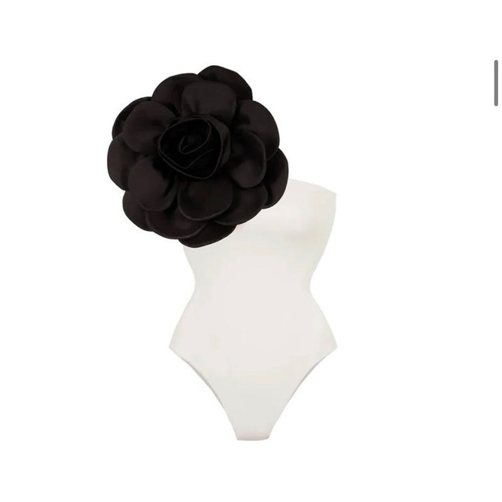 (last 1) Camellia Noire French luxury one shoulder one piece swimsuit 3Dflower